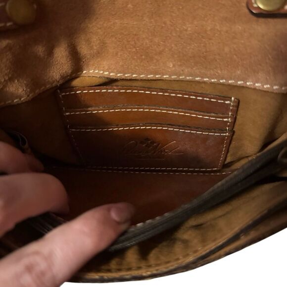 Patricia Nash- Torri Leather Flap Crossbody Burnished Tooled Bag Brass Fixture - Picture 8 of 10